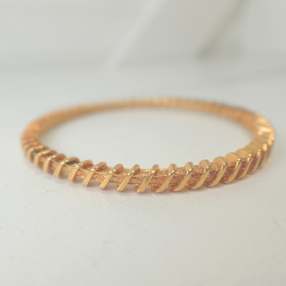 Vintage JBK Gold Tone Bangle Bracelet Large Jacqueline Kennedy Collection 8.5 in